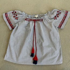 LOFT off the shoulder top with embroidered details